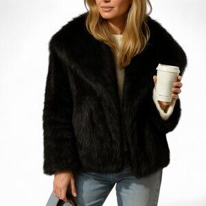 NWT Black Faux Fur Oversized Jacket